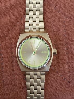 Nixon Men’s Gold-Tone Stainless Steel Watch with Lime Accents